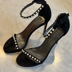 Stuart Weitzman Black Heels with Pearl Details